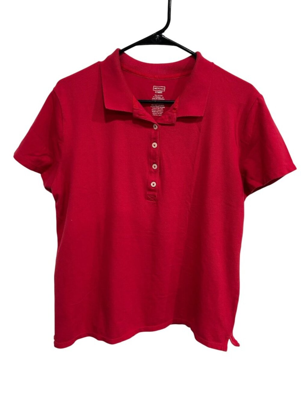 Merona Womens Red Short Sleeve Polo Shirt Size XL Cotton Preppy Gorpcore